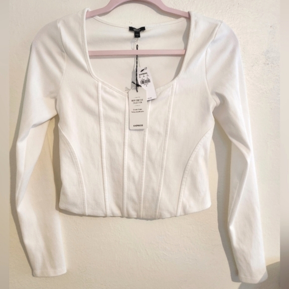 Express White Long Sleeve Corset Top Size S - Picture 1 of 6
